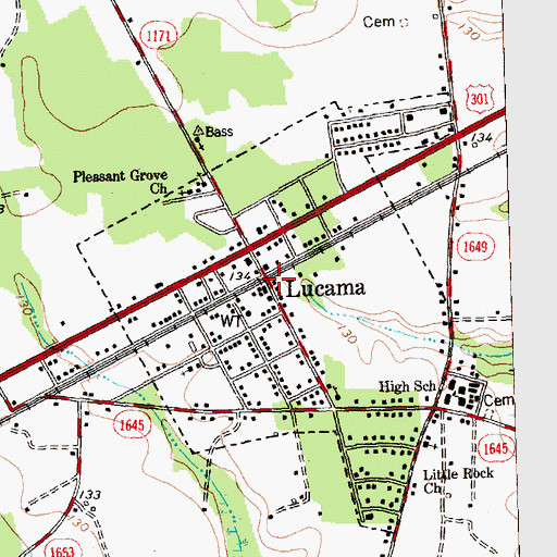 Topographic Map of Lucama Post Office, NC