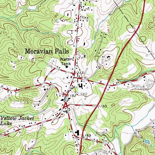 Topographic Map of Moravian Falls Post Office, NC