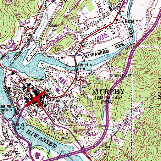 Topographic Map of Murphy Post Office, NC