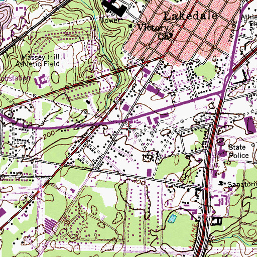 Topographic Map of Lakedale Post Office, NC