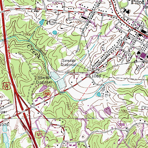 Topographic Map of Pilot Mountain Post Office, NC
