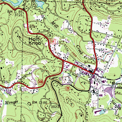 Topographic Map of Highlands Post Office, NC