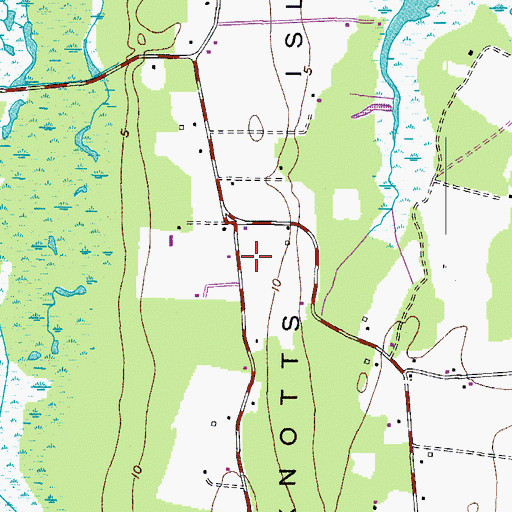 Topographic Map of Knotts Island Post Office, NC