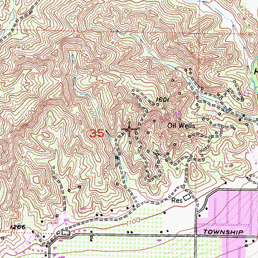 Topographic Map of Simi Oil Field, CA