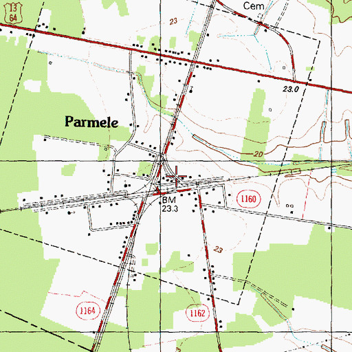 Topographic Map of Parmele Post Office, NC