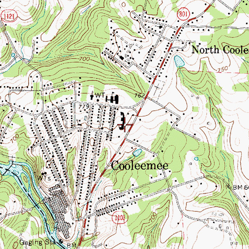Topographic Map of Cooleemee Post Office, NC