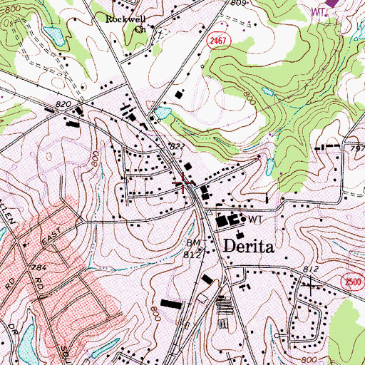 Topographic Map of Derita Post Office, NC