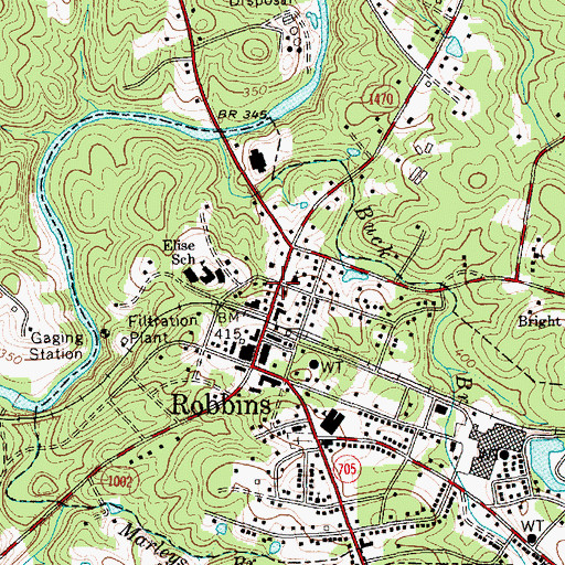 Topographic Map of Robbins Post Office, NC