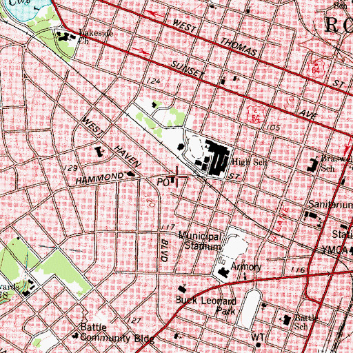 Topographic Map of West Rocky Mount Post Office, NC