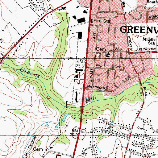 Topographic Map of South Memorial Post Office, NC