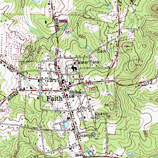 Topographic Map of Faith Post Office, NC