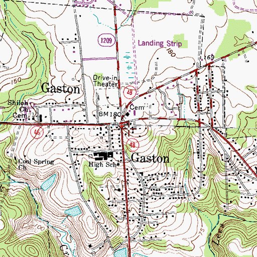 Topographic Map of Gaston Post Office, NC