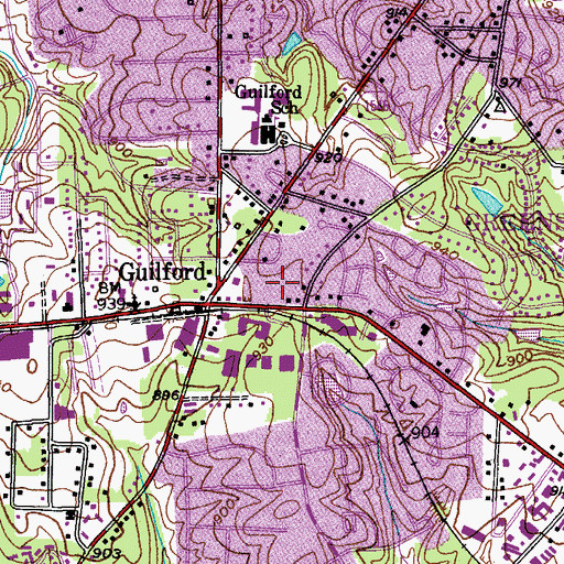Topographic Map of Guilford Post Office, NC