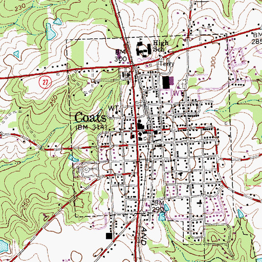 Topographic Map of Coats Post Office, NC
