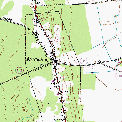 Topographic Map of Arapahoe Post Office, NC