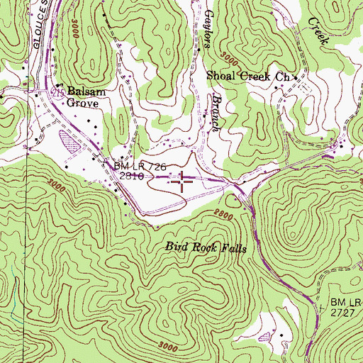 Topographic Map of Balsam Grove Post Office, NC