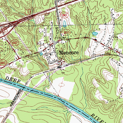 Topographic Map of Moncure Post Office, NC