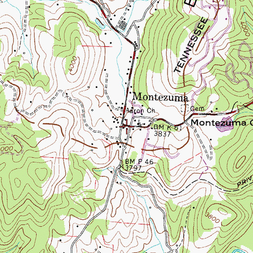 Topographic Map of Montezuma Post Office, NC