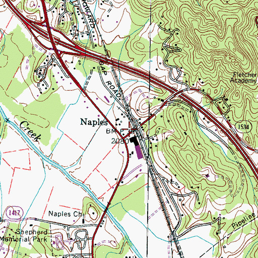 Topographic Map of Naples Post Office, NC