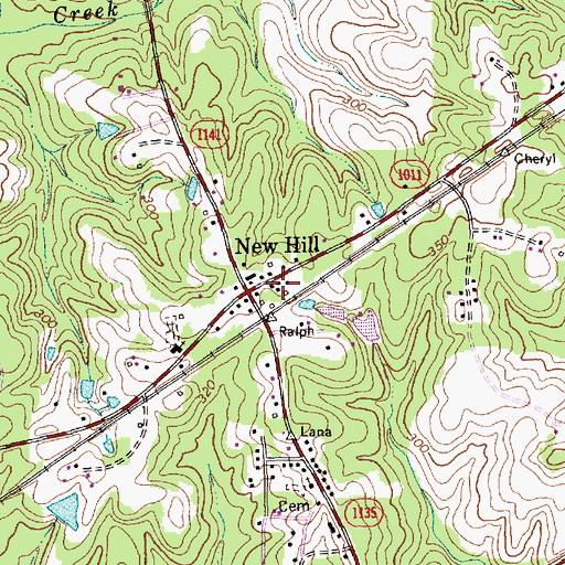 Topographic Map of New Hill Post Office, NC