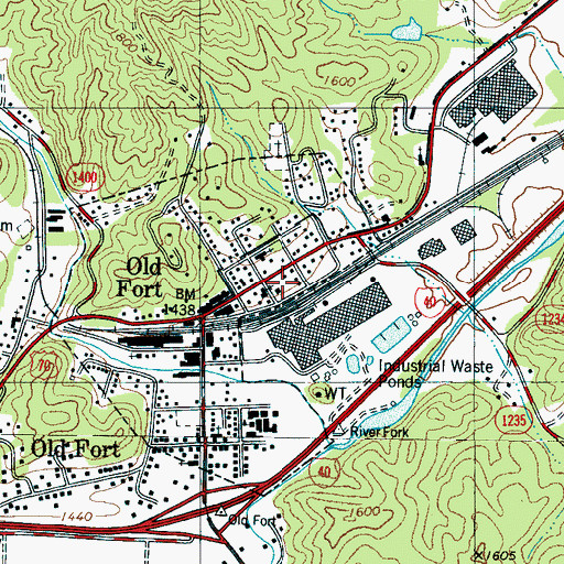 Topographic Map of Old Fort Post Office, NC