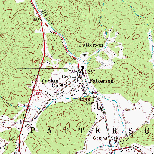 Topographic Map of Patterson Post Office, NC