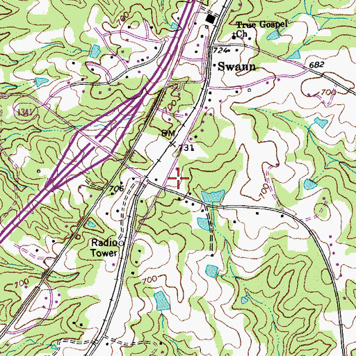 Topographic Map of Pelham Post Office, NC
