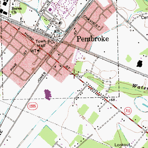 Topographic Map of Pembroke Post Office, NC