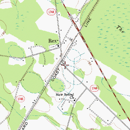 Topographic Map of Rex Post Office, NC