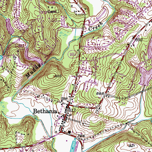 Topographic Map of Bethania Post Office, NC