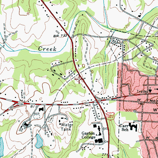 Topographic Map of Dallas Post Office, NC