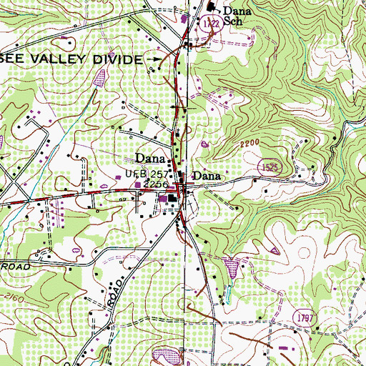 Topographic Map of Dana Post Office, NC