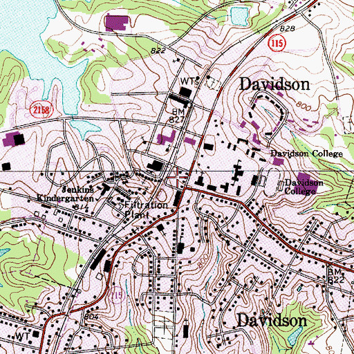 Topographic Map of Davidson Post Office, NC