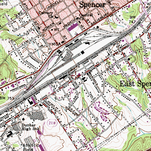 Topographic Map of East Spencer Post Office, NC