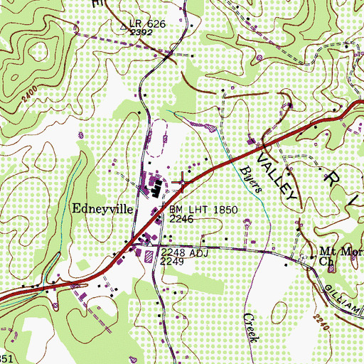 Topographic Map of Edneyville Post Office, NC