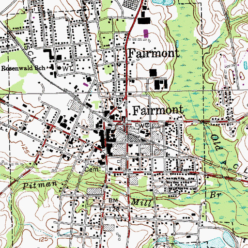 Topographic Map of Fairmont Post Office, NC