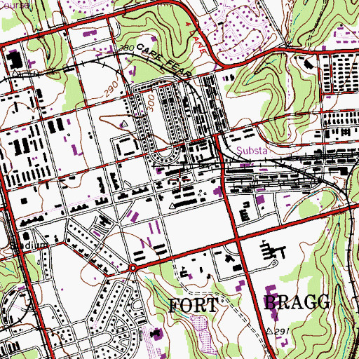 Topographic Map of Fort Bragg Macomb Post Office, NC