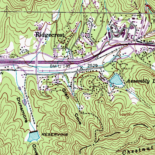 Topographic Map of Ridgecrest Post Office, NC