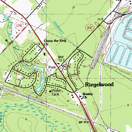 Topographic Map of Riegelwood Post Office, NC
