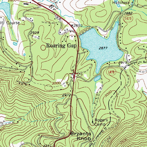 Topographic Map of Roaring Gap Post Office, NC