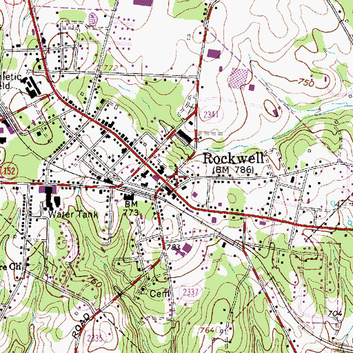Topographic Map of Rockwell Post Office, NC