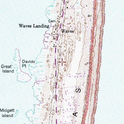 Topographic Map of Rodanthe Post Office, NC