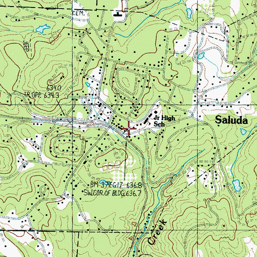 Topographic Map of Saluda Post Office, NC
