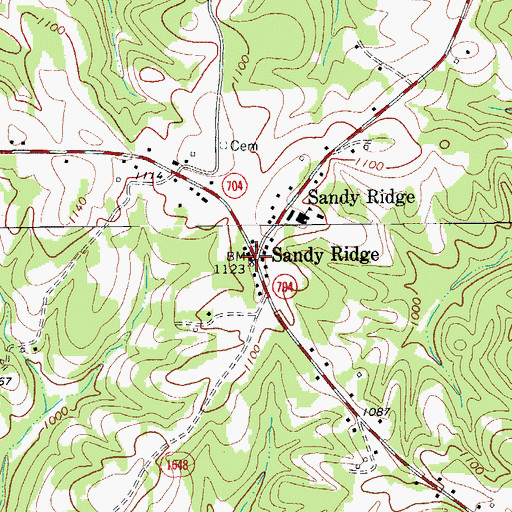 Topographic Map of Sandy Ridge Post Office, NC