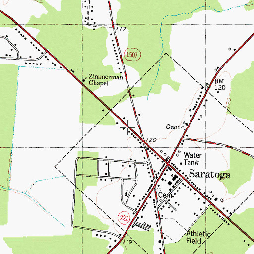 Topographic Map of Saratoga Post Office, NC