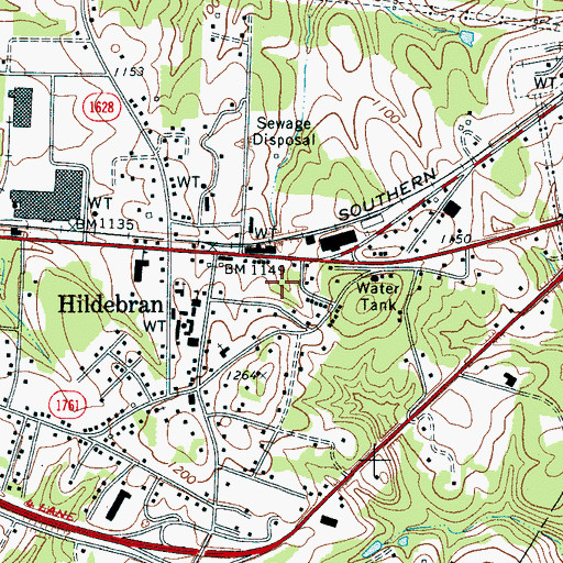 Topographic Map of Hildebran Post Office, NC
