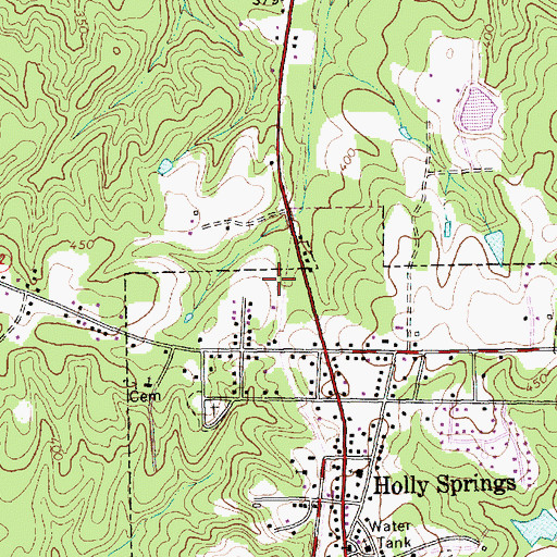 Topographic Map of Holly Springs Post Office, NC