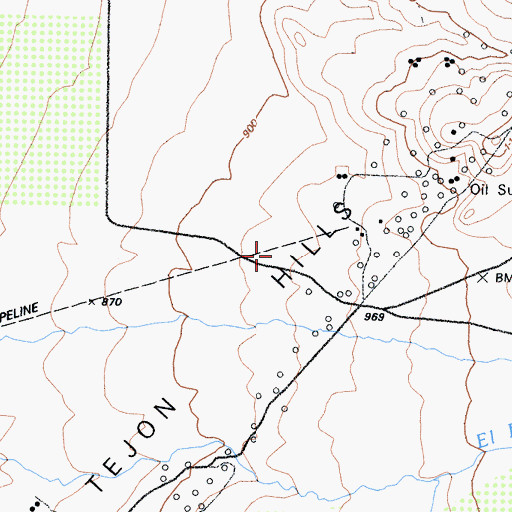 Topographic Map of Tejon Hills Oil Field, CA