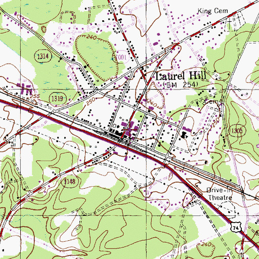 Topographic Map of Laurel Hill Post Office, NC