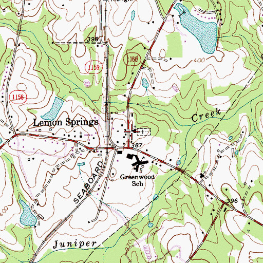 Topographic Map of Lemon Springs Post Office, NC